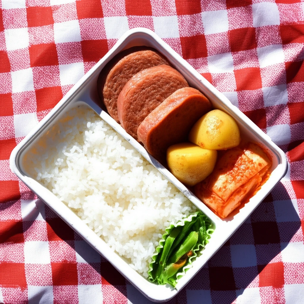 맛있는 도시락 속 스팸감자조림