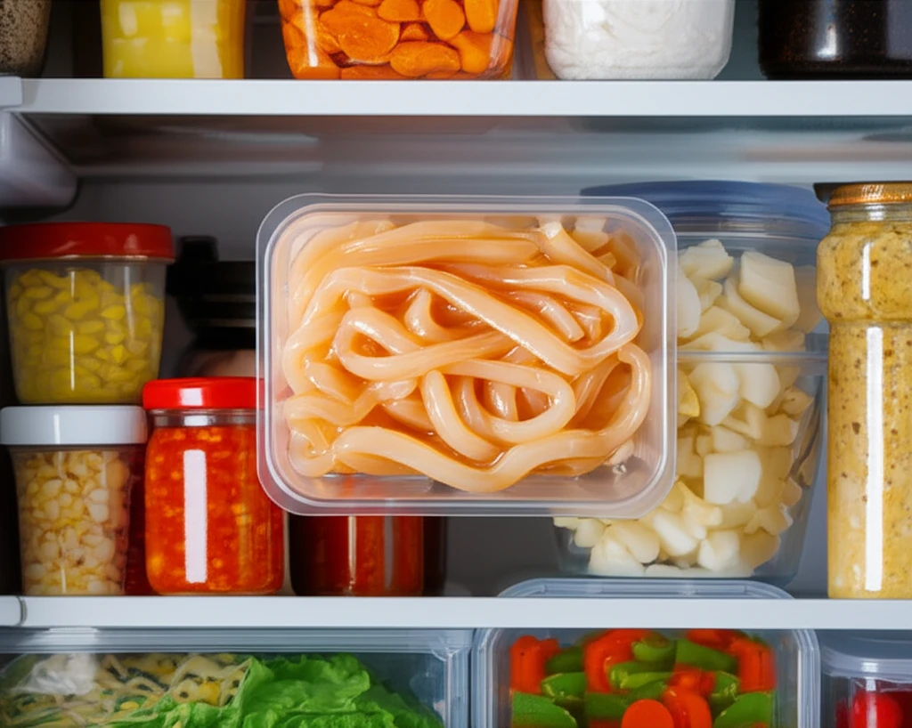 냉장 보관된 촉촉한 오징어채