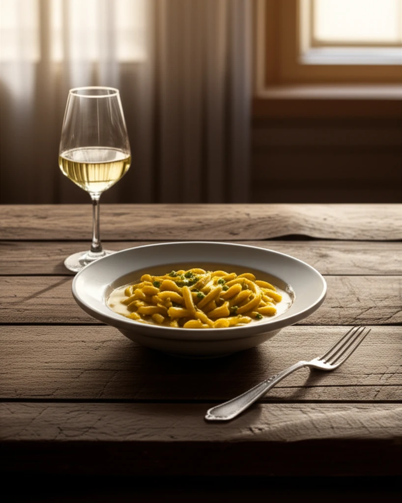 카레크림파스타 재료 조화