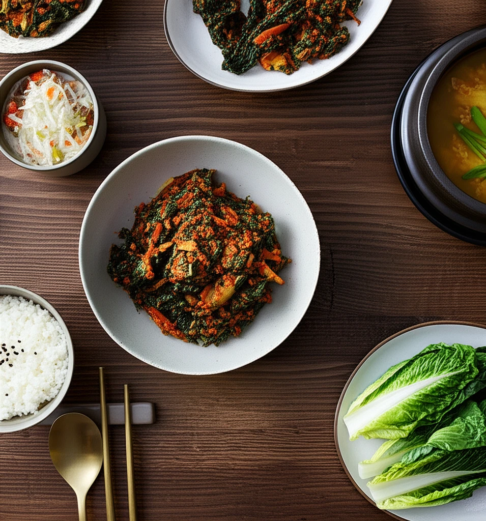 완성된 배추 된장 들깨무침이 그릇에 담긴 모습