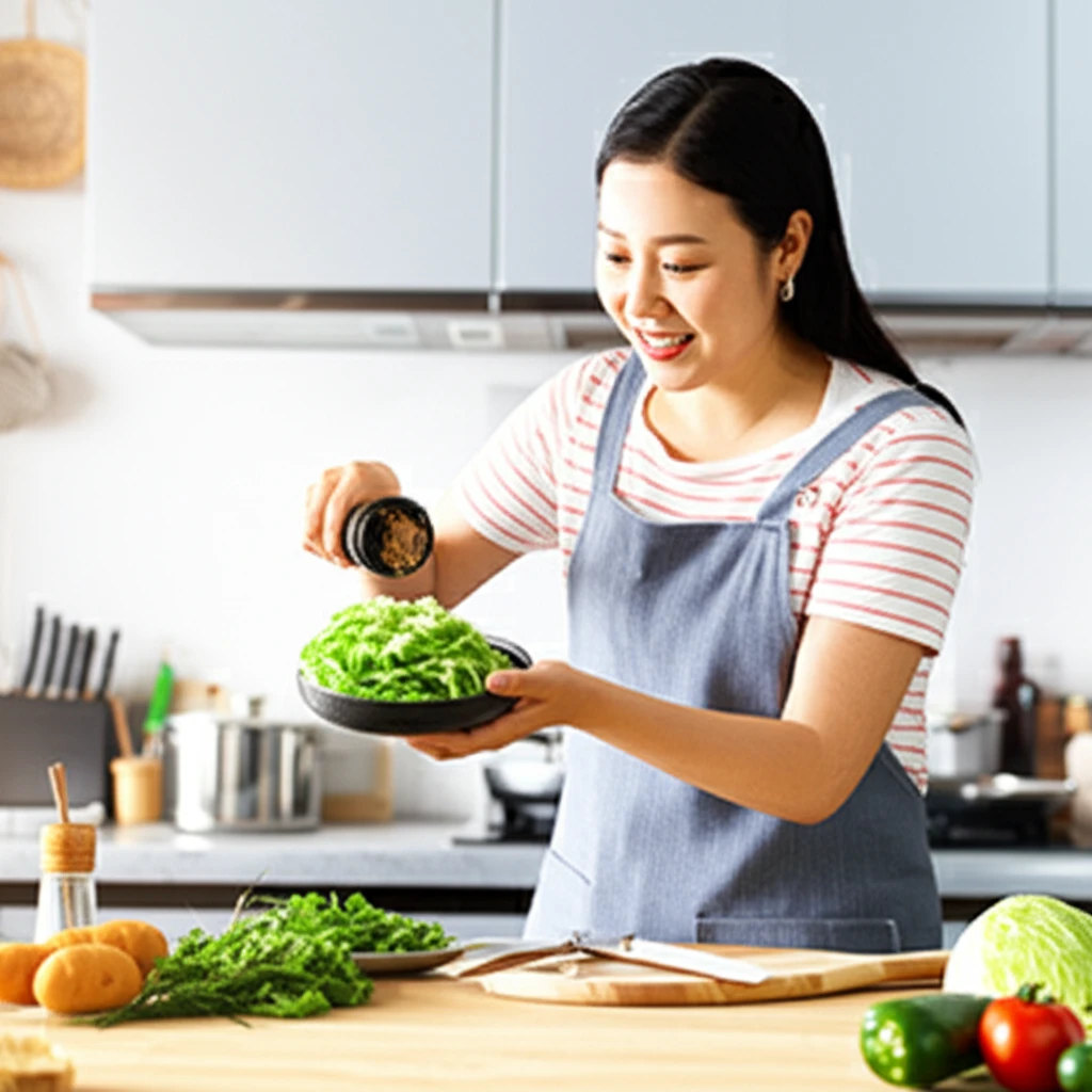 끓는 물에 배추를 데치는 모습