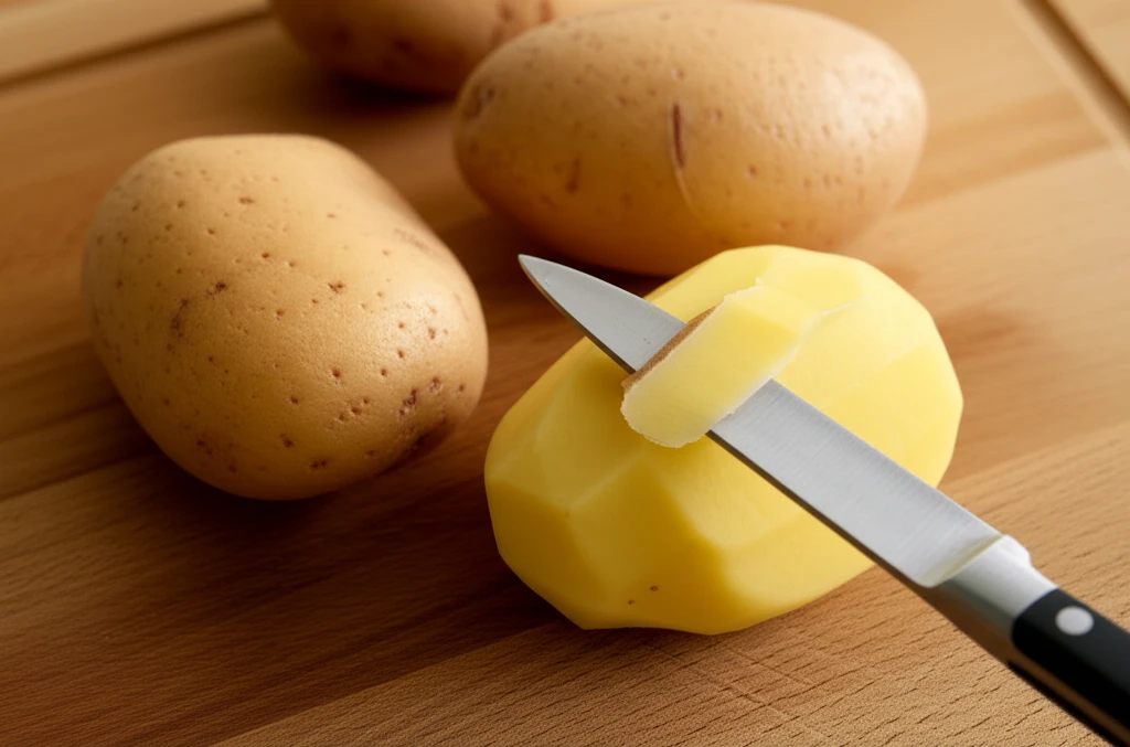 감자 손질과 재료 준비 이미지