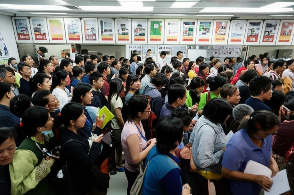 오프라인 신청을 위해 서류를 들고 가는 모습