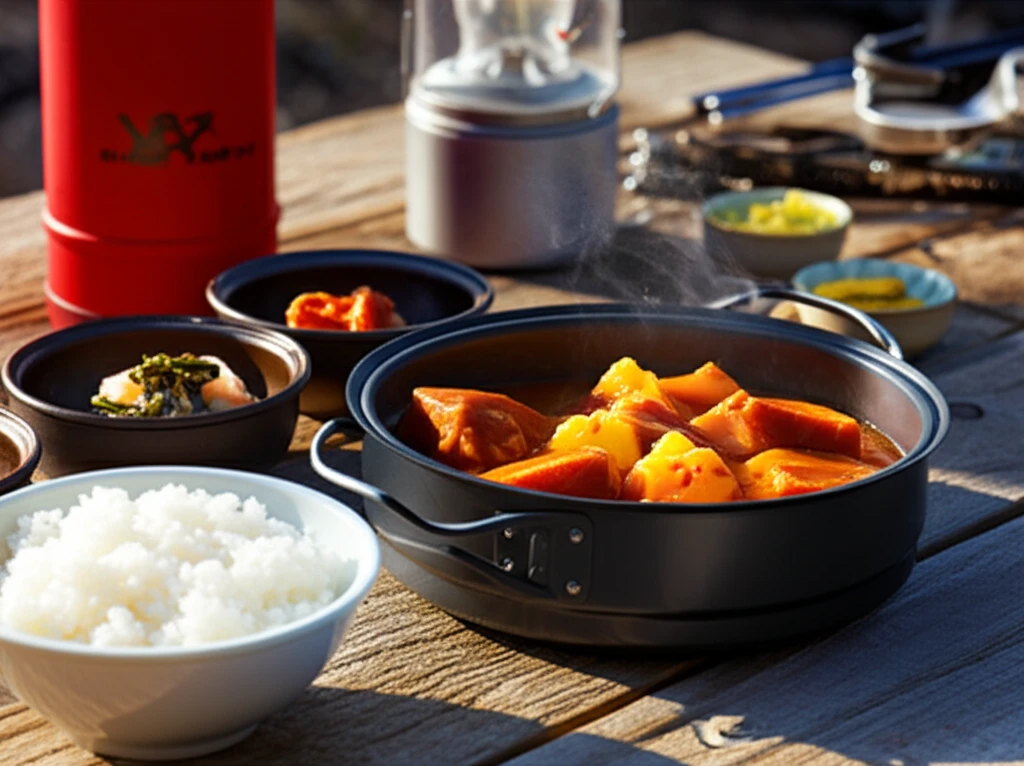 캠핑장에서 즐기는 스팸감자조림