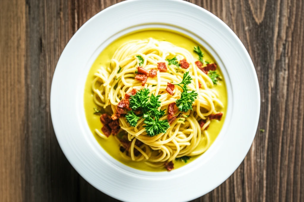 완성된 카레크림파스타 이미지